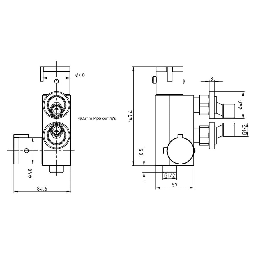 Round Douche Thermostatic Bar Valve with Shower Spray Kit Brushed Brass