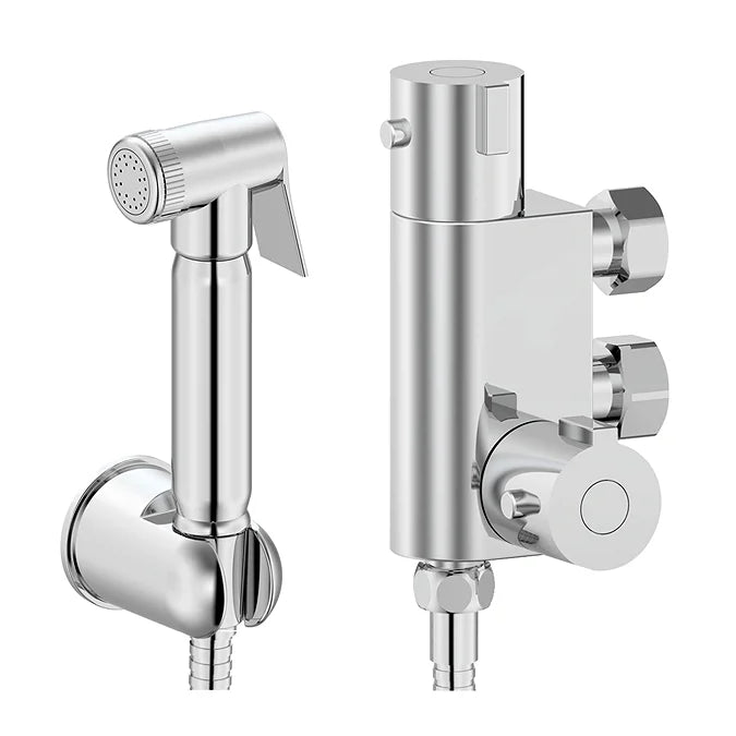 Round Douche Thermostatic Bar Valve with Shower Spray Kit Chrome