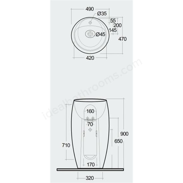 RAK Ceramics Cloud 470mm x 490mm 1 Tap Hole Freestanding Basin - Black