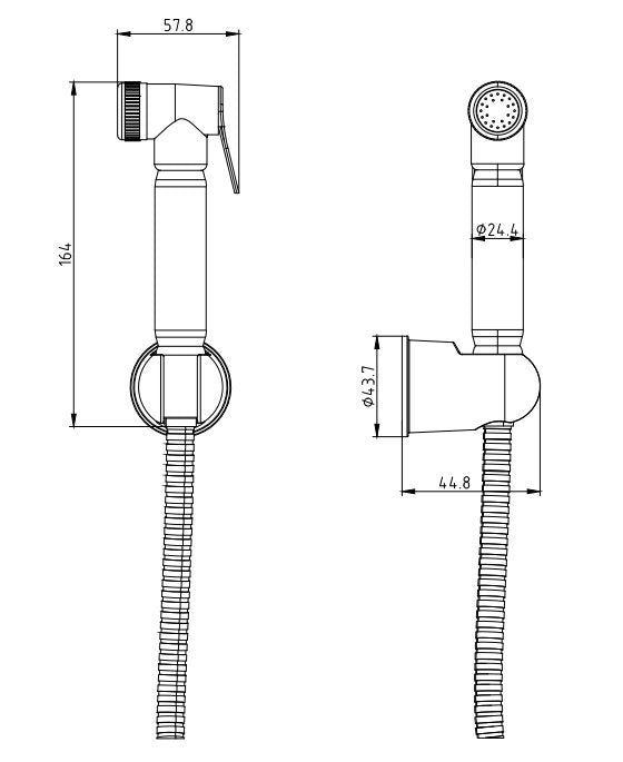 Round Douche Thermostatic Bar Valve with Shower Spray Kit Chrome