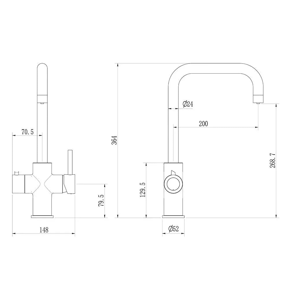 Ellsi 3-in-1 Instant Boiling Hot Water Kitchen Tap - Matt Black