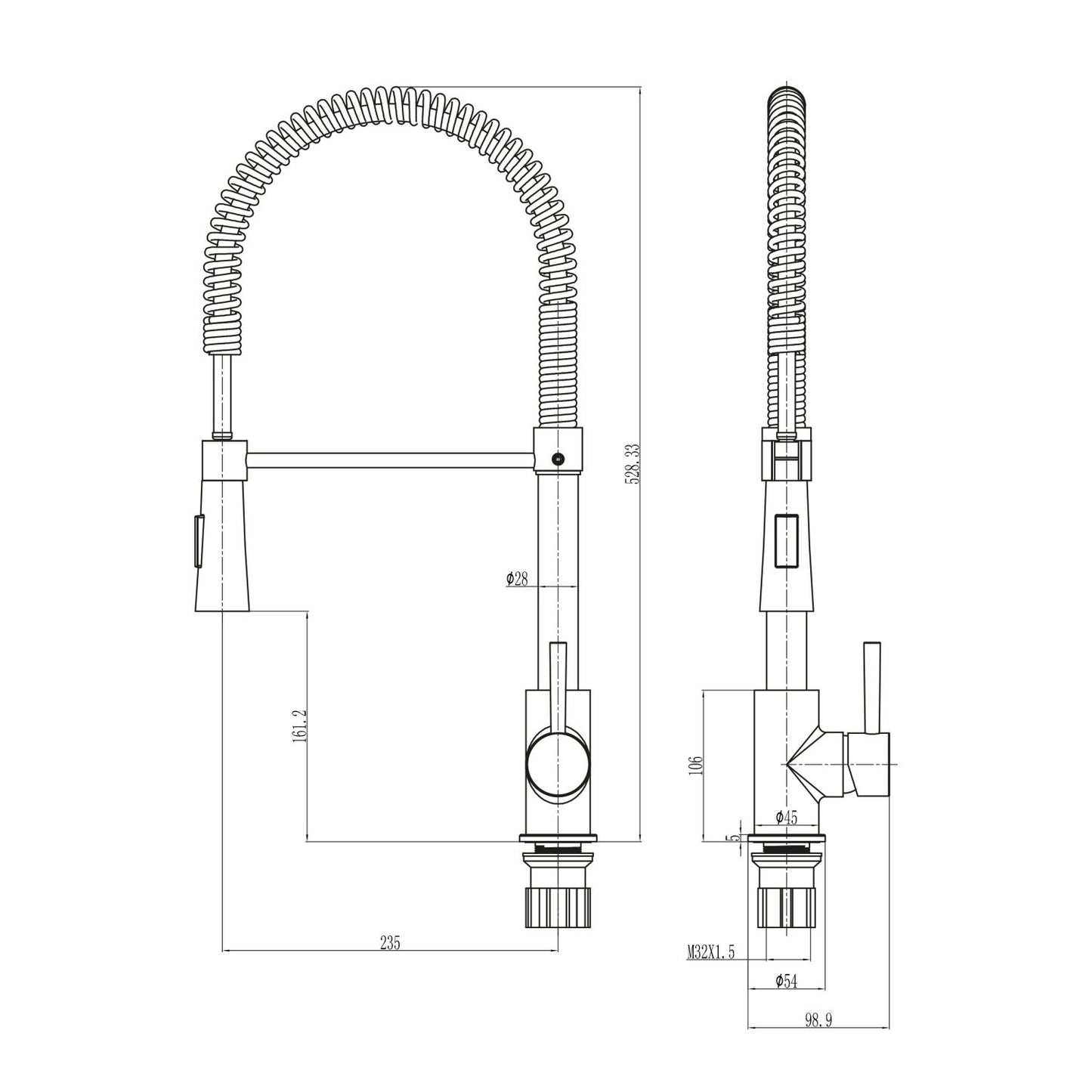 Scudo Tirare Chrome Spring Pull-Out Kitchen Mixer Tap