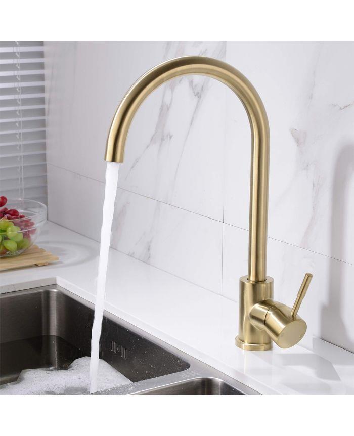 Scudo Manhattan Monobloc Kitchen Mixer Tap Brushed Brass