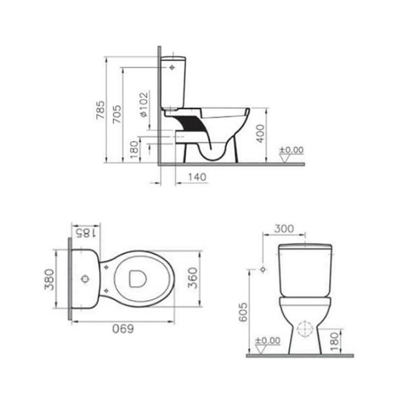 Vitra Brand Milton bog in a box Toilet Close Coupled Trade Price Cistern & Soft Close Seat