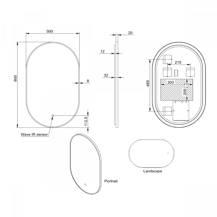 Scudo Aubrey LED Mirror Brass 500 x 800mm