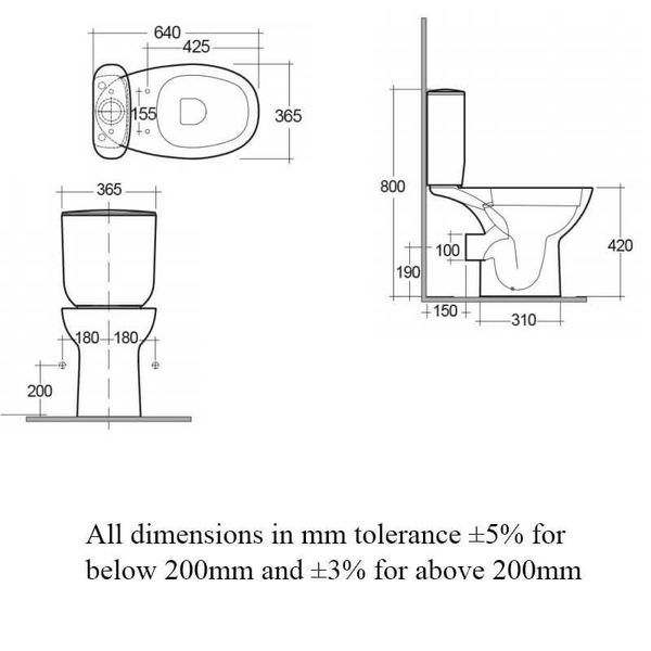 RAK Morning Full Access White Rimless Close Coupled WC Pack With Urea Soft Close Seat