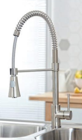 Scudo Tiara Spring Pull-Out Kitchen Mixer Tap - Brushed Nickel