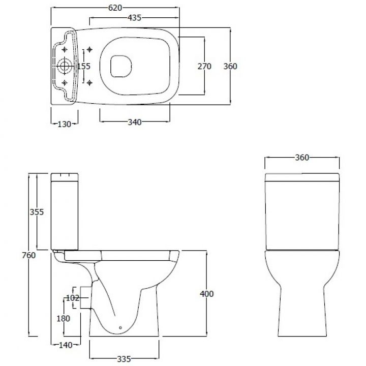 RAK Origin 62 Full Access Close Coupled Toilet with Push Button Cistern - Soft Close Seat