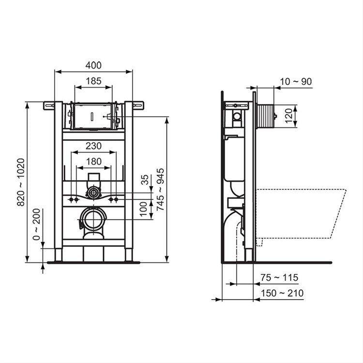 Ideal Standard Prosys 820mm Height Mechanical Wall Hung WC Frame