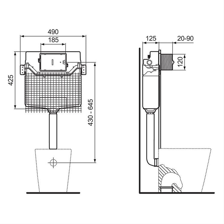 Ideal Standard Prosys 120mm Depth Mechanical Concealed Cistern