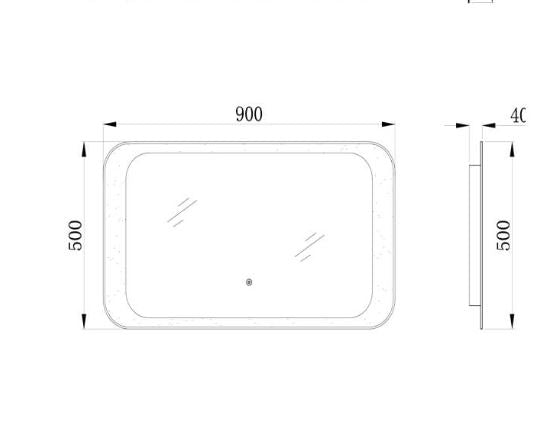 RAK Ceramics Moon Led Mirror With On/Off Switch And Demister Pad 900 x 500mm - RAKHAR5002