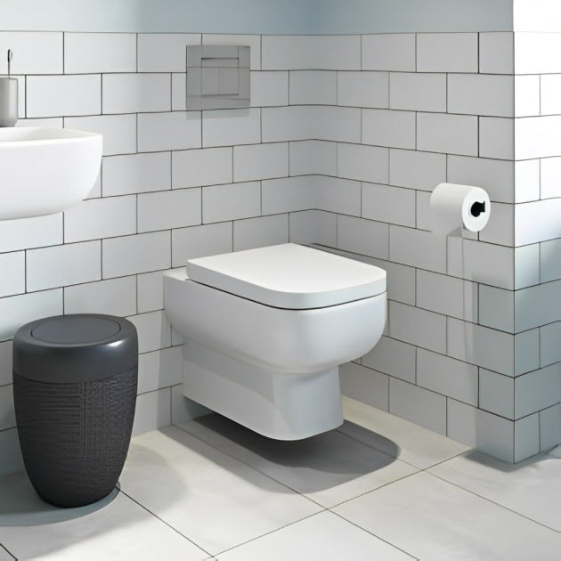 RAK Series 600 Rimless Wall Hung Toilet with Hidden Fixations - Slim Wrap Over Urea Soft Close Seat