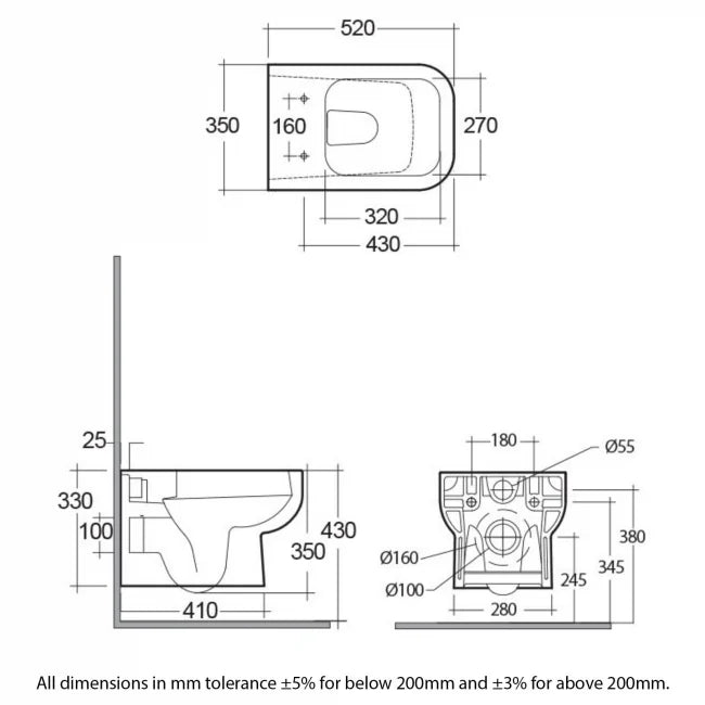 RAK Series 600 Rimless Wall Hung Toilet with Hidden Fixations - Slim Wrap Over Urea Soft Close Seat