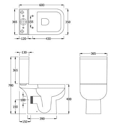 RAK Series 600 Close Coupled Dual Flush WC PAK with Soft Close Seat