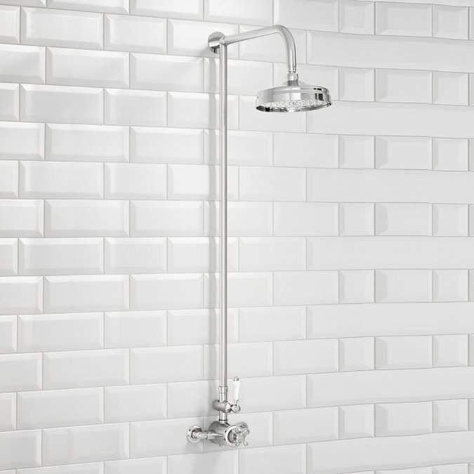 Scudo York Traditional Chrome Rigid Riser Shower Valve With Fixed Head Shower005