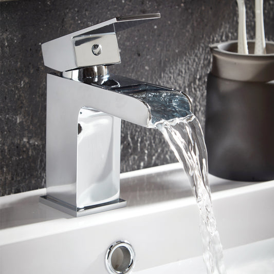 Waterfall Mono Basin Mixer Tap with Push Waste