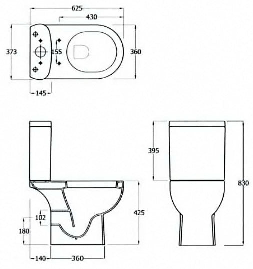 RAK Tonique Close Coupled Full Access Toilet + Soft Close Seat