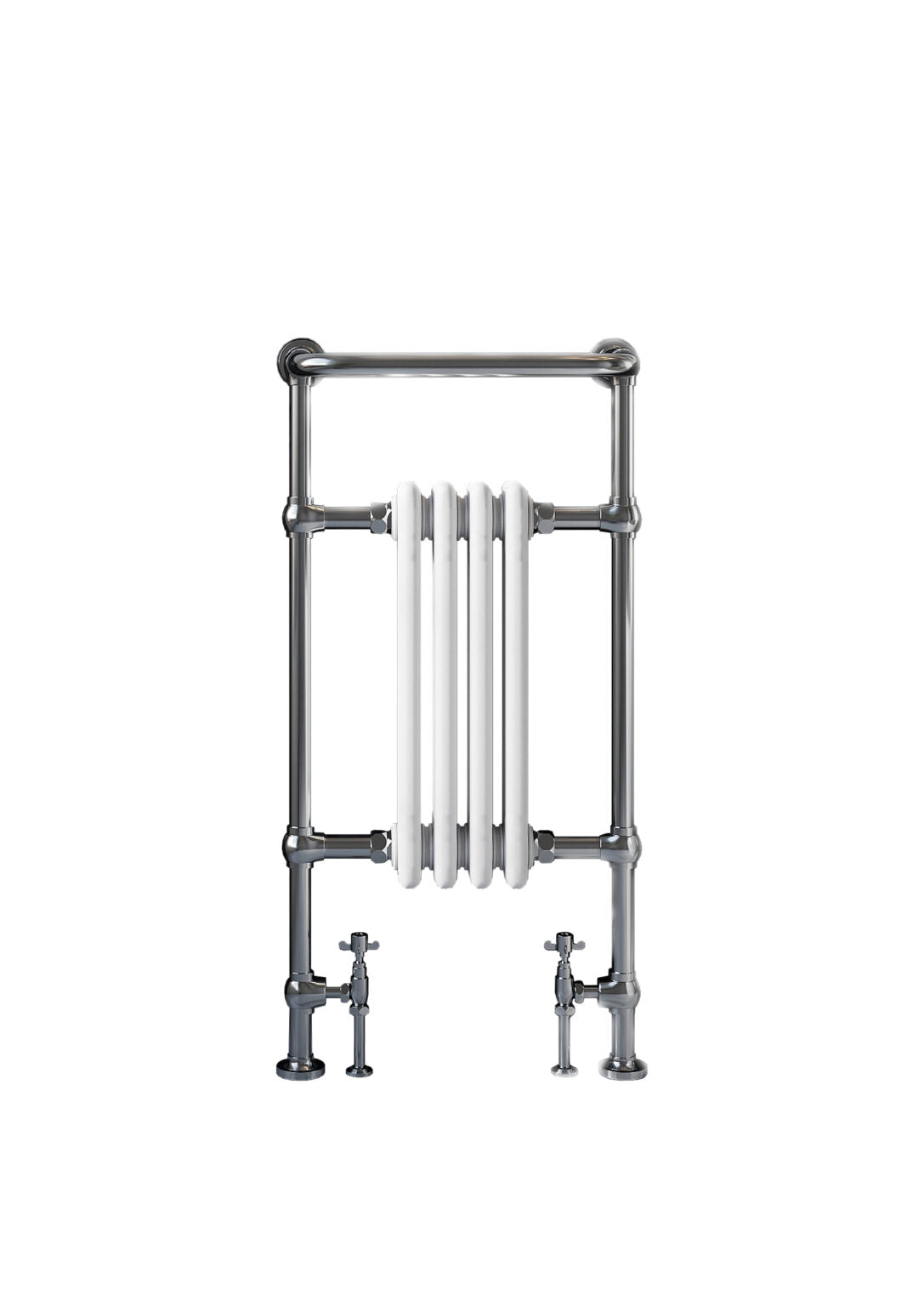 Scudo Harrogate 4 Column Traditional Towel Warmer 952 x 479mm - Chrome/White - TRADRAD001