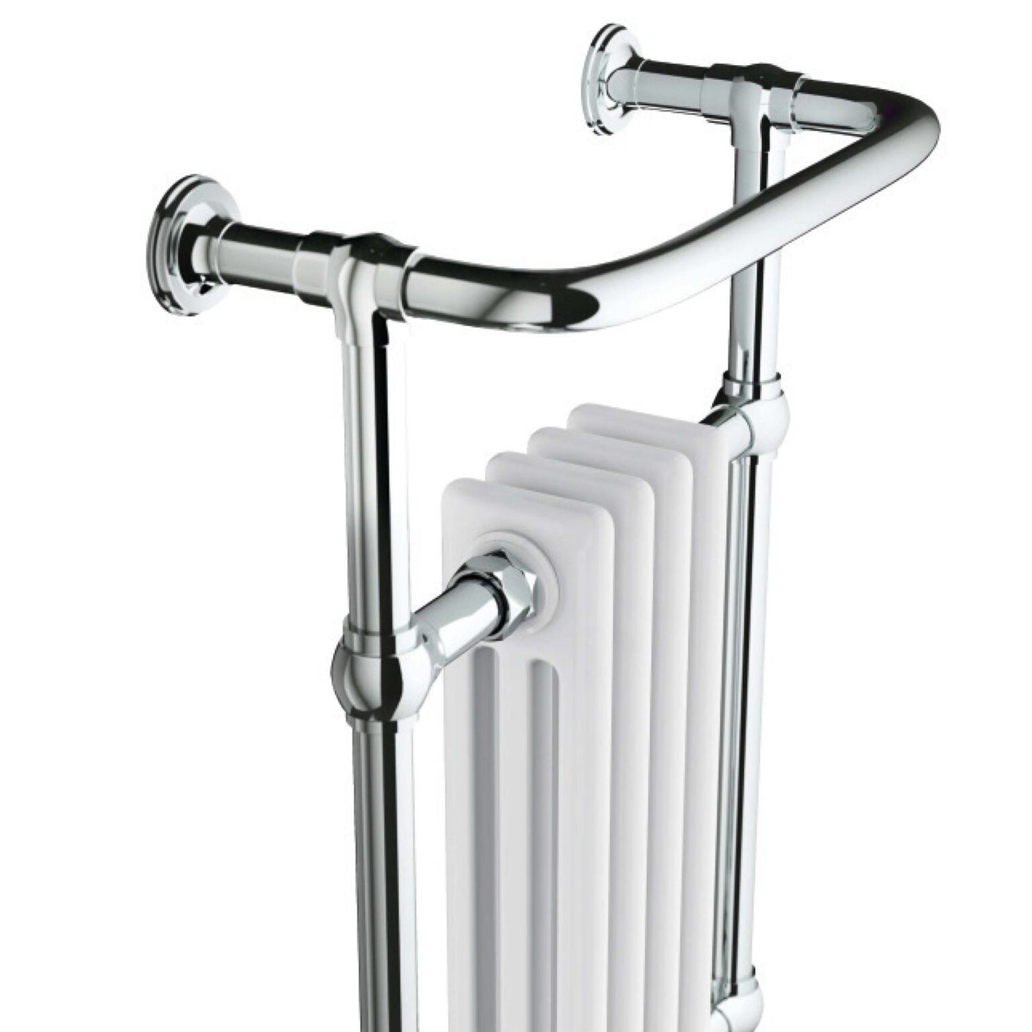 Scudo Harrogate 4 Column Traditional Towel Warmer 952 x 479mm - Chrome/White - TRADRAD001