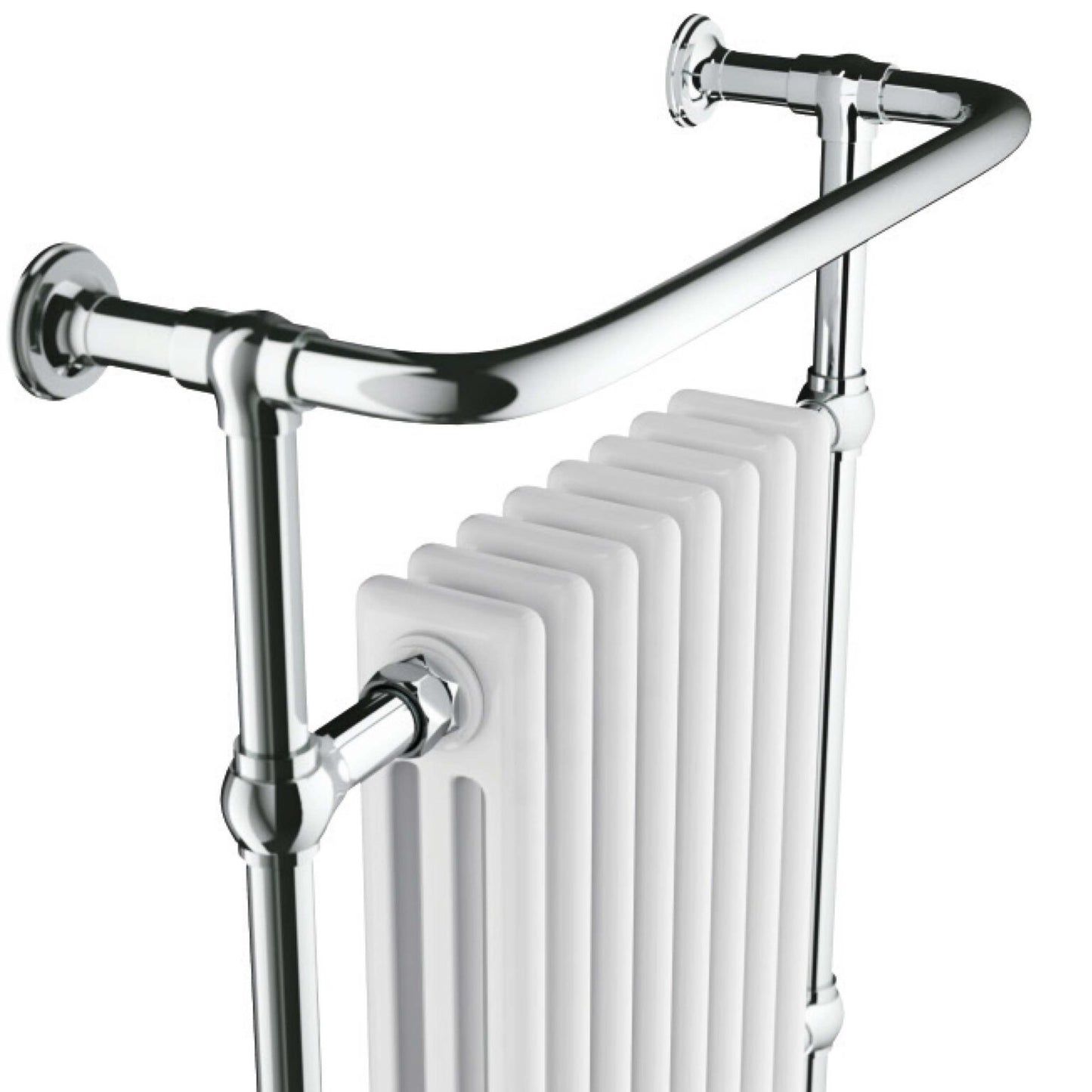 Scudo Harrogate 8 Column Traditional Towel Warmer 952 x 659mm - Chrome/White - TRADRAD002