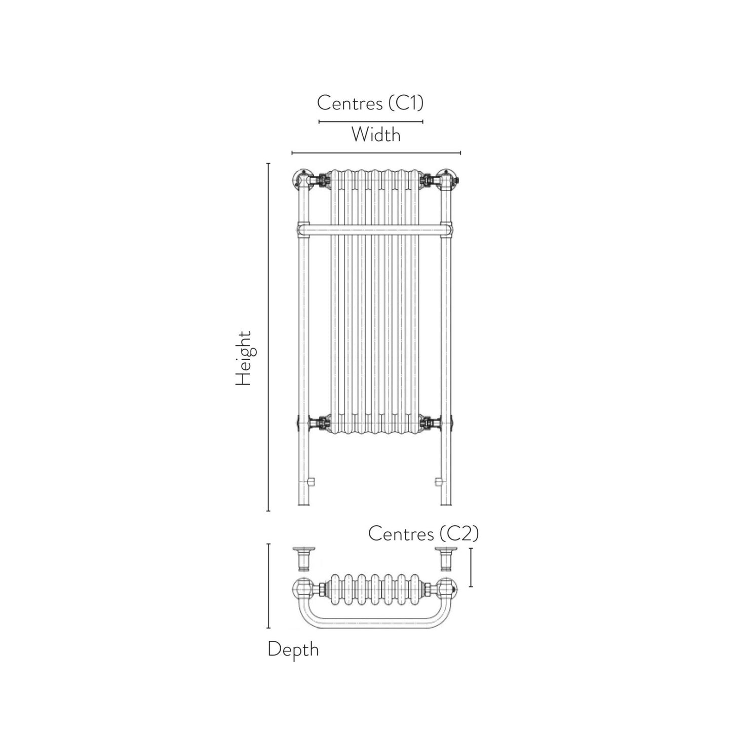 Scudo Ilkley 7 Column Traditional Radiator - Chrome White TRADRAD004