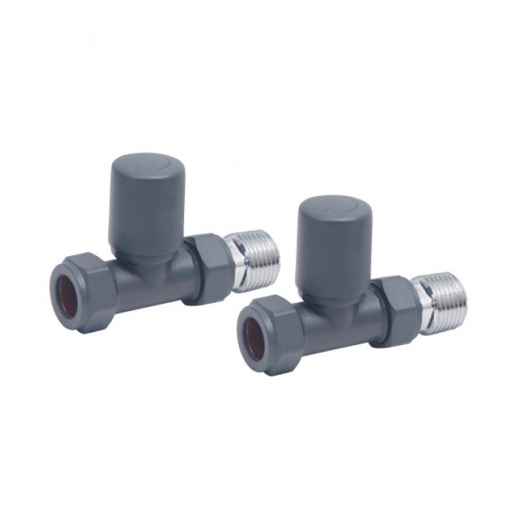 Scudo Anthracite Radiator Valve Straight 15MM Pair TRV007