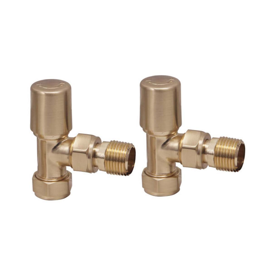 Scudo Brushed Brass Angled Radiator Valves *Twin Pack* TRV008