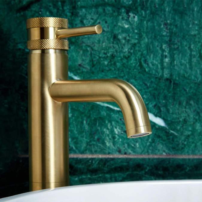 Scudo Core Brushed Brass Tall Mono Basin Mixer Tap