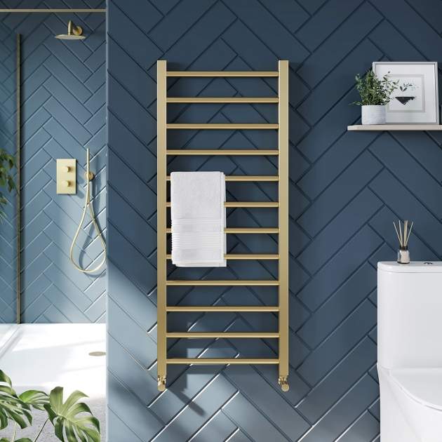 Apres 500 x 800mm Brushed Brass Towel Radiator